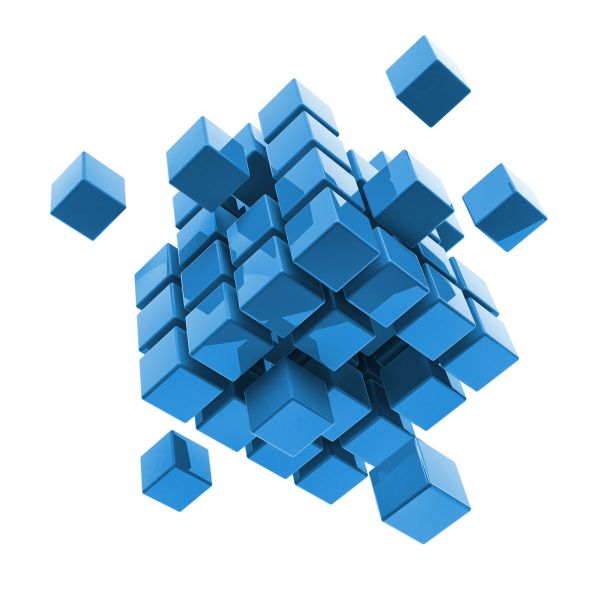 Фреска 3D синий куб