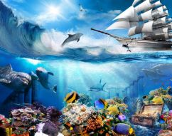 Фотообои Подводный мир океана и дельфины