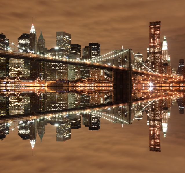 Фреска Бруклинский мост в коричневых тонах