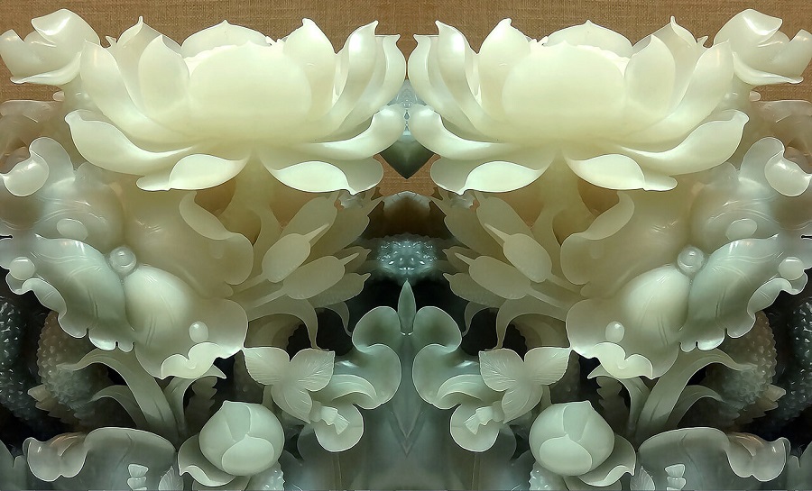 Фреска 3D Белые цветы Будды