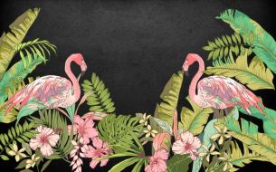 Фреска Фламинго в цветах