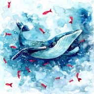 Фреска Акварельный кит
