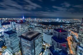 Фотообои Ночная панорама небоскребов