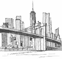 Фреска Графический рисунок Нью-Йорка