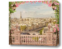 Картина балкон с видом на город